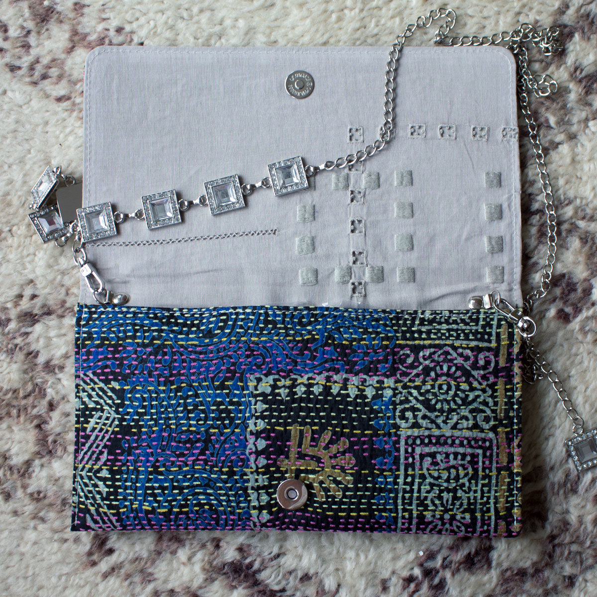 Vintage Kantha clutch Tutti frutti