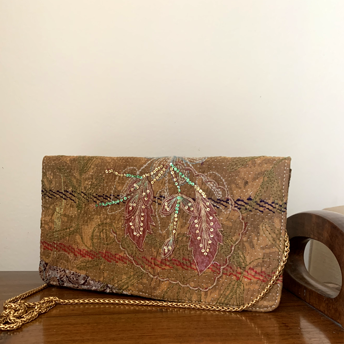 Pochette orange-cuivre fabriquée à la main - Mode durable et éthique