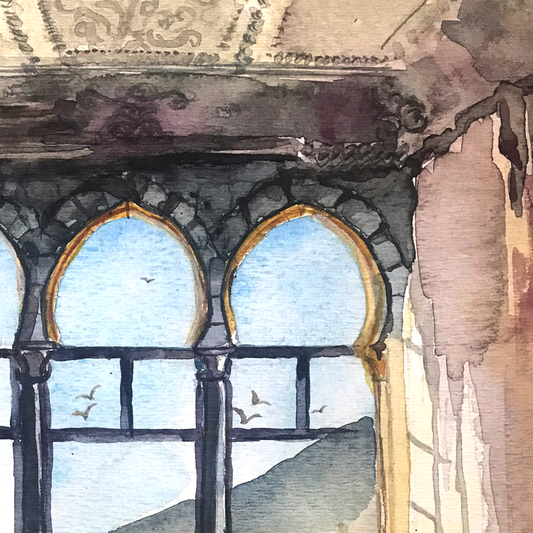 Original watercolor Les Hirondelles 22X30