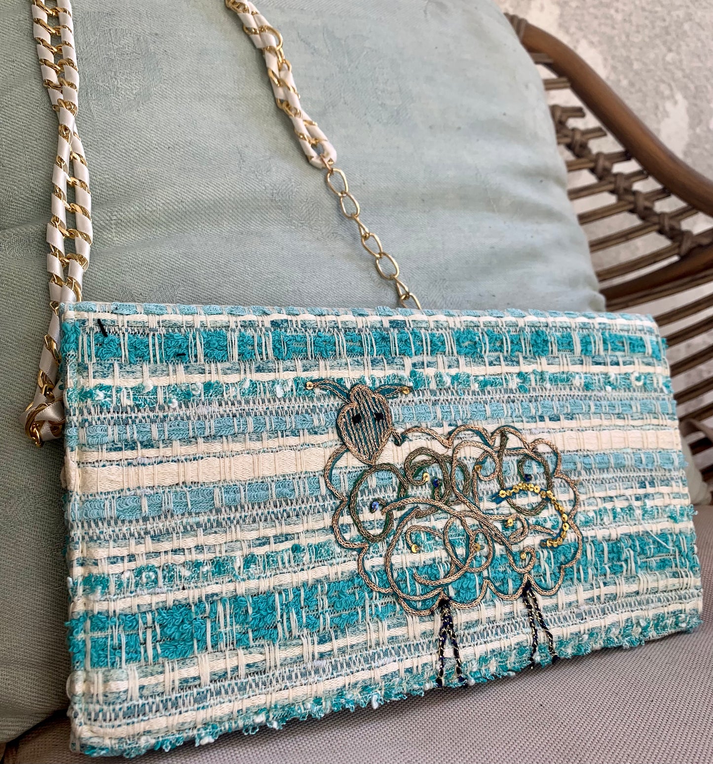 Unique vintage fabrics purse A Sheep