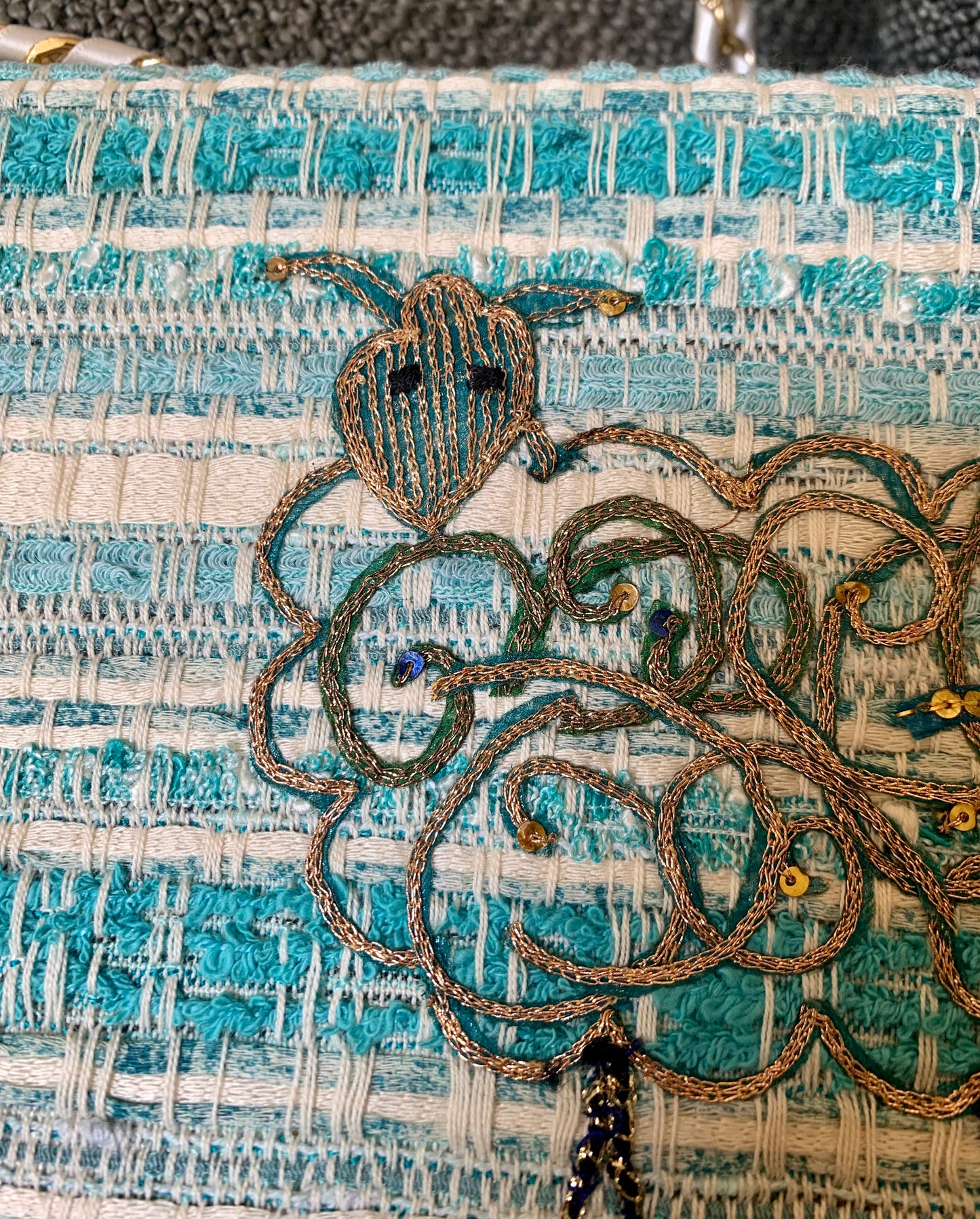Unique vintage fabrics purse A Sheep