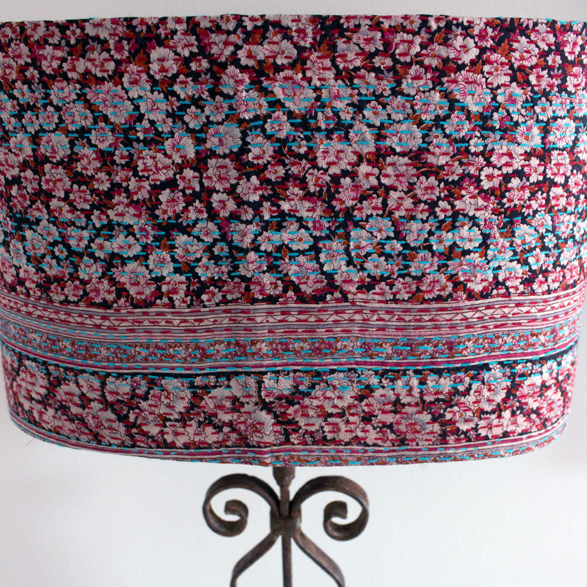 Table lamp Bela upcycled from architectural salvage and Kantha lampshade