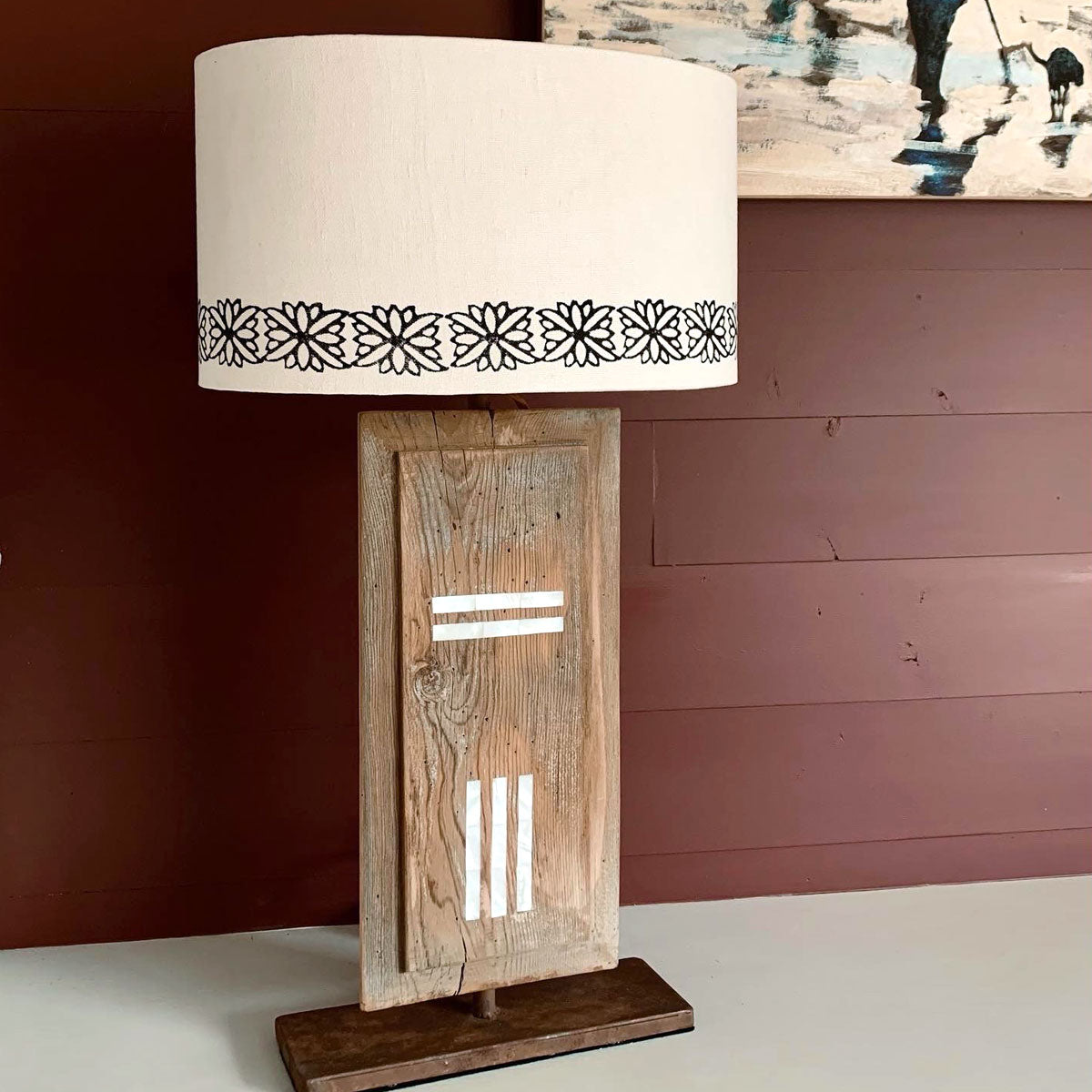 Lampe bois et nacre Graphic