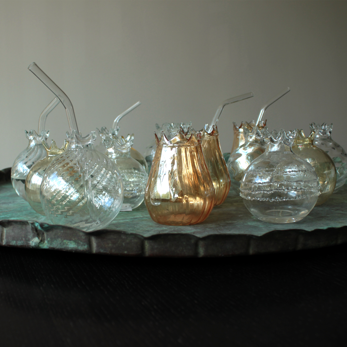Hand-Blown Pomegranate Glasses from Lebanon