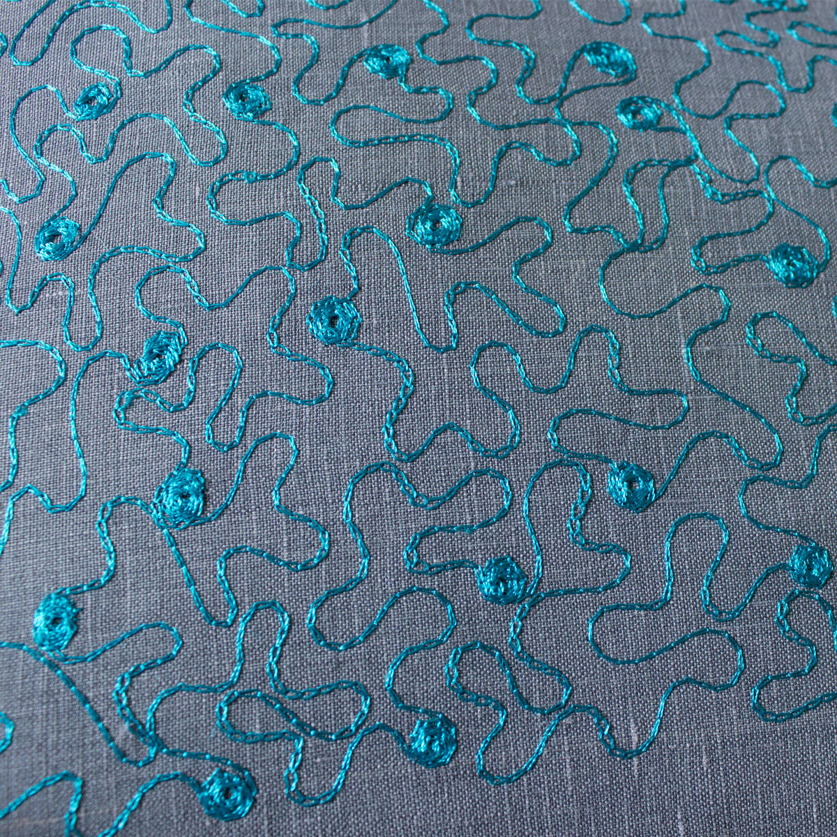 Embroidered Aghabani lumbar linen pillow cover