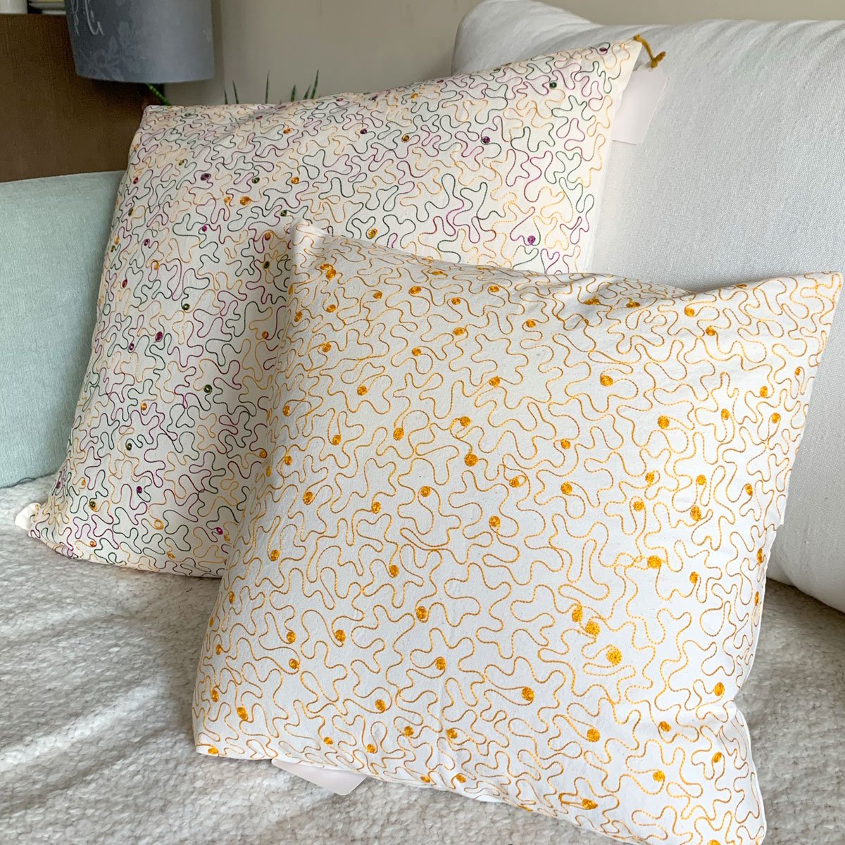 Embroidered Aghabani pillowcase Scoubidou Gold