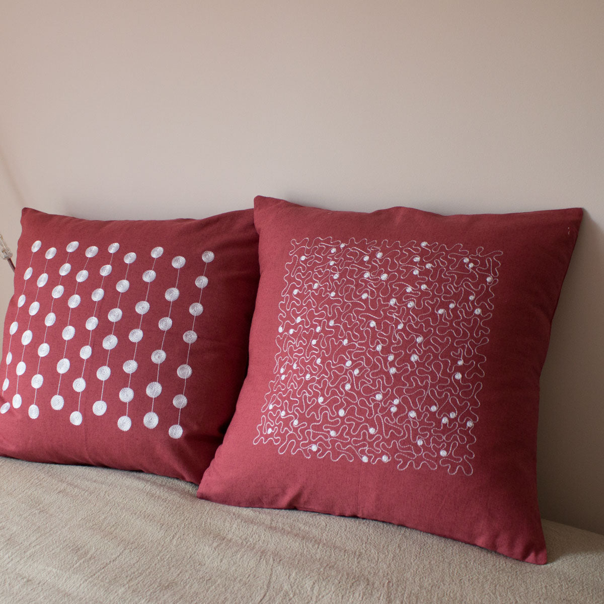 terracotta embroideredlinen square pillow case