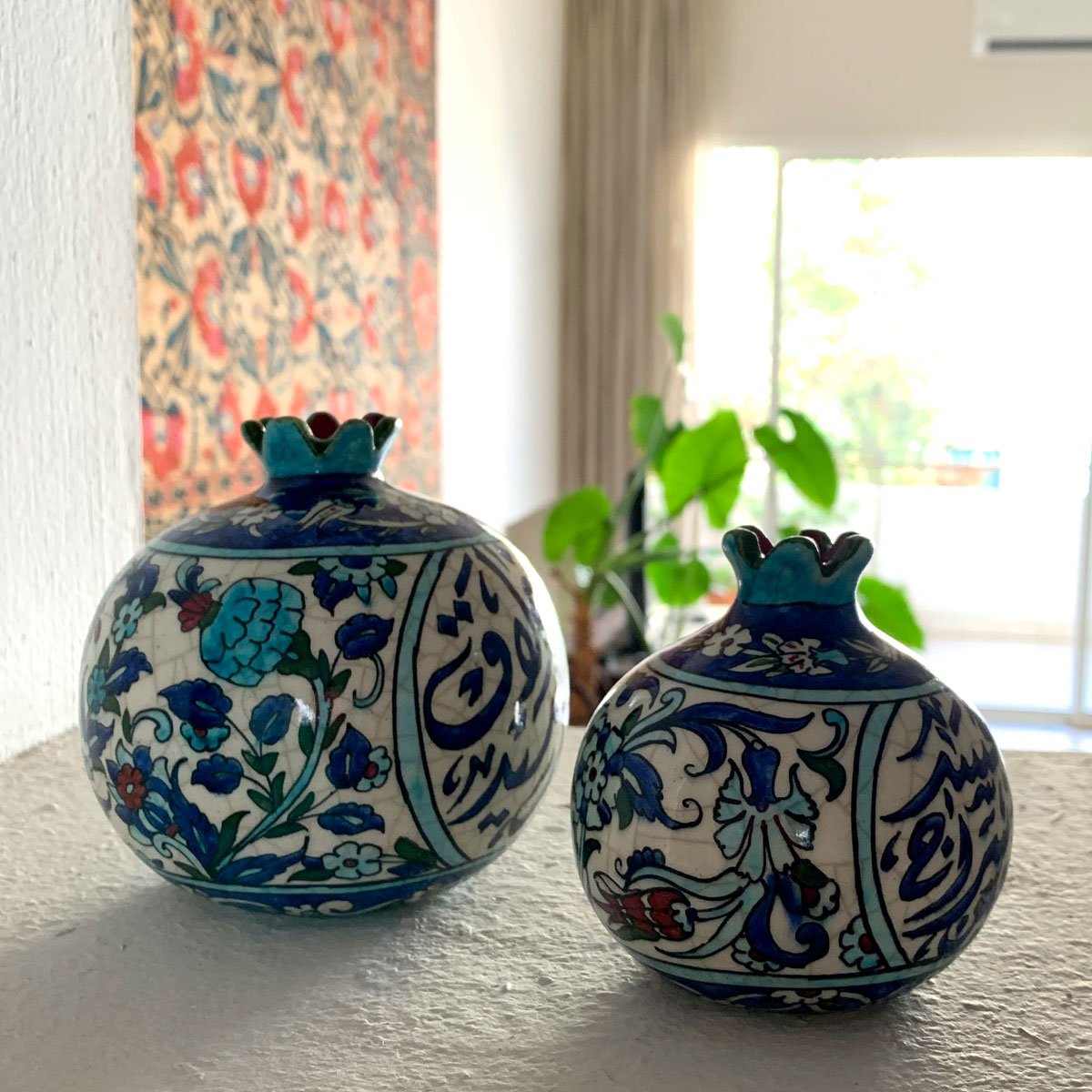 Hand-Painted Glazed Ceramic Pomegranate