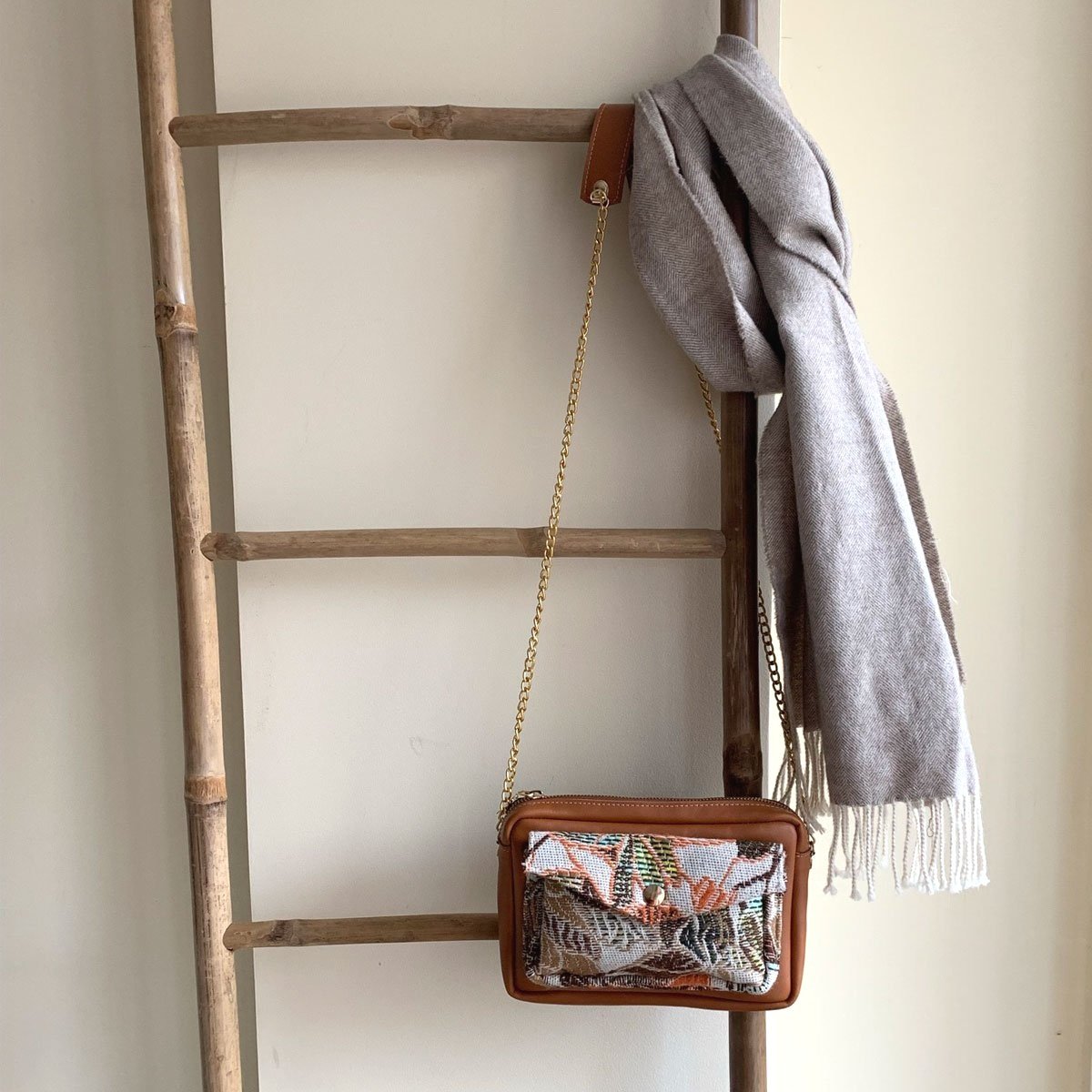 Sac à Bandoulière en Cuir Camel Automne