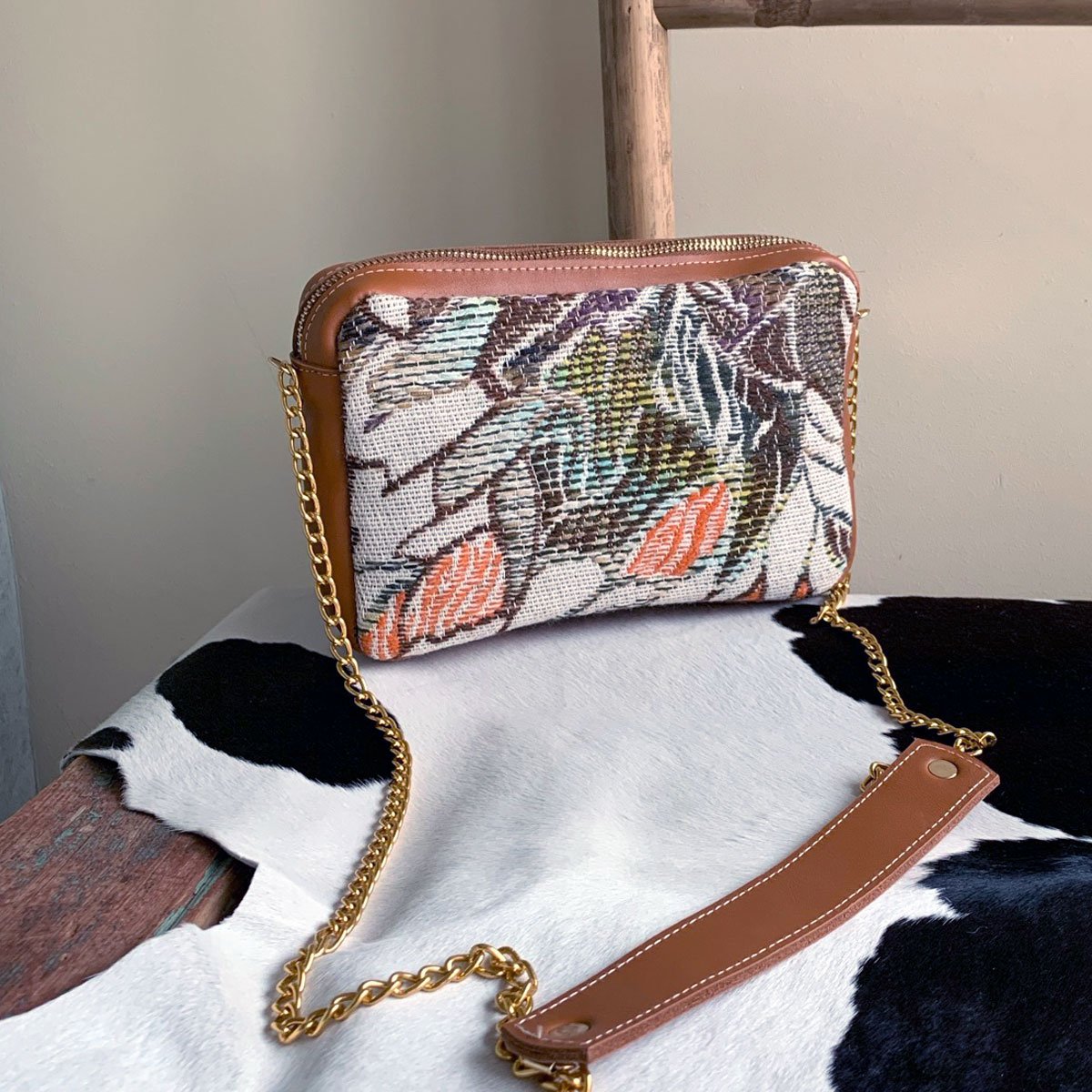 Sac à Bandoulière en Cuir Camel Automne
