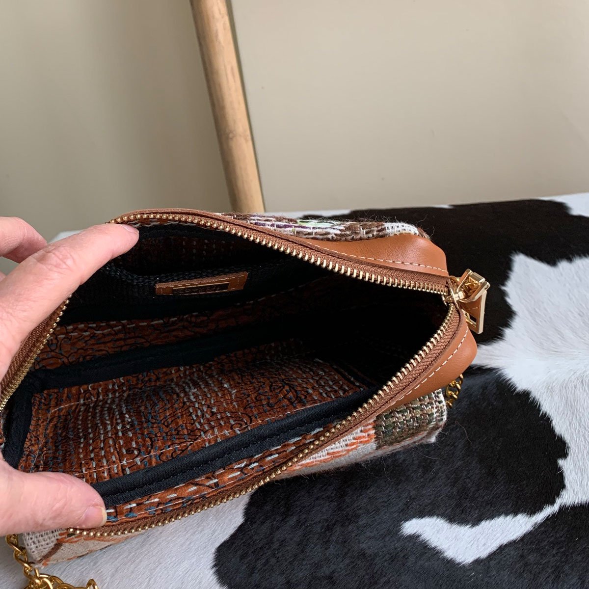 Sac à Bandoulière en Cuir Camel Automne