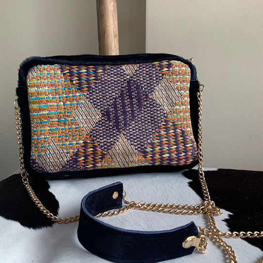 Sac à Bandoulière Unique en peau de vache Losange