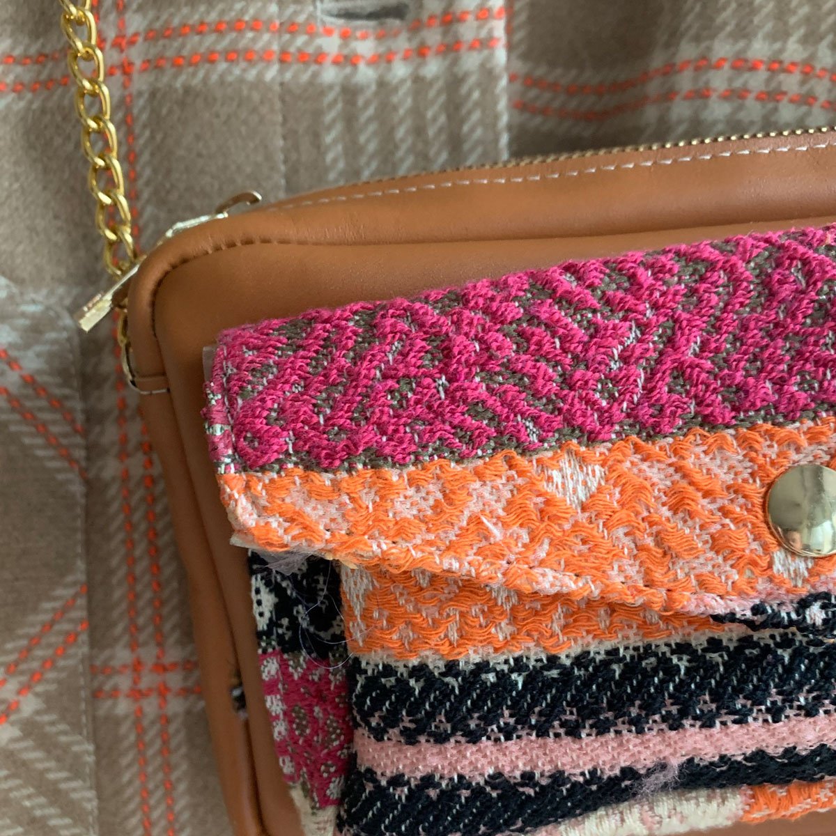 Crossbody Leather and Fabric Bag Gelato.