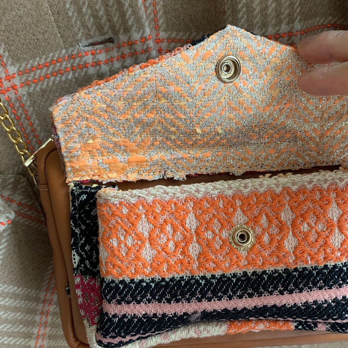 Crossbody Leather and Fabric Bag Gelato.