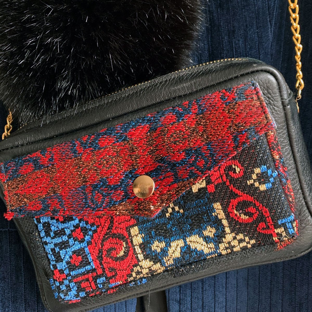 Sac à main unique rouge et noir, Natasha