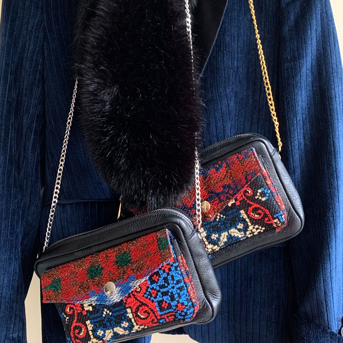 Sac à main unique rouge et noir, Natasha
