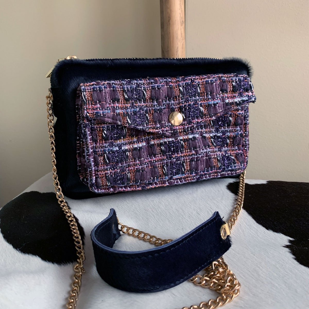 Unique Shoulder Pony Purse, Classic Purple