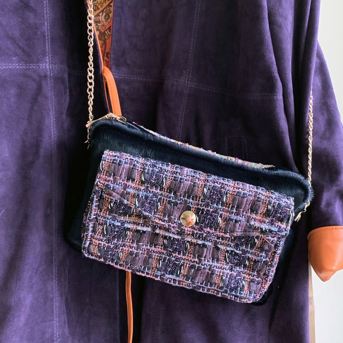 Unique Shoulder Pony Purse, Classic Purple