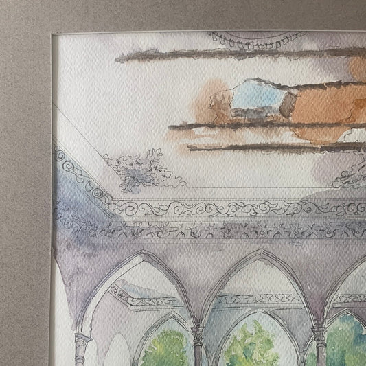 Original watercolor Perspective, a noble house in Beirut 40X30