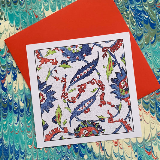 Iznik tile watercolor reproduction card