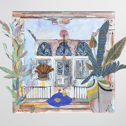 Original Watercolor and Mixed Media Coffee someone? 30X30