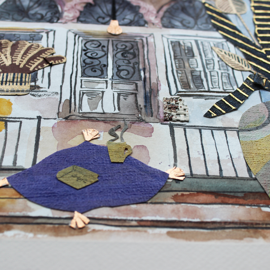 Original Watercolor and Mixed Media Coffee someone? 30X30