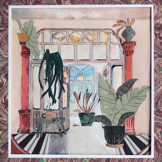 Original Watercolor and mixed media Art Deco in Beirut 30X30