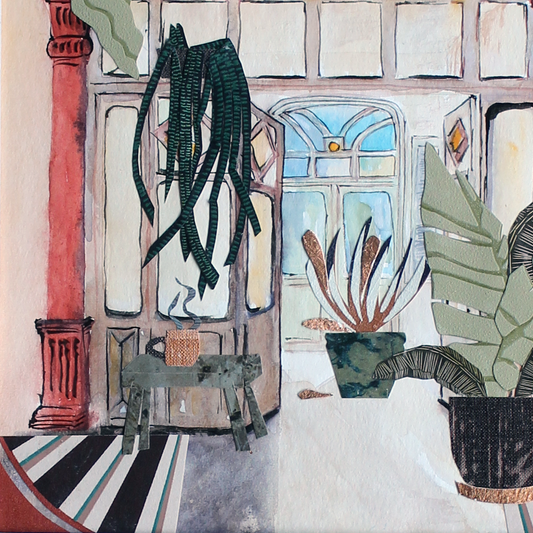 Original Watercolor and mixed media Art Deco in Beirut 30X30