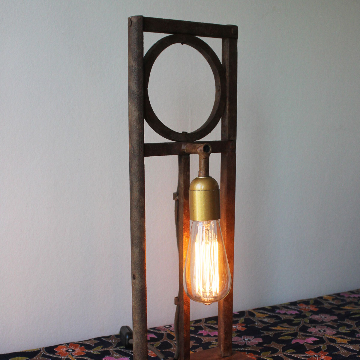 Zen Desk Lamp: Upcycled Lebanese Salvage with Golden Glow