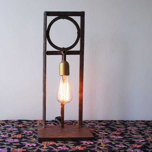 Zen Desk Lamp: Upcycled Lebanese Salvage with Golden Glow