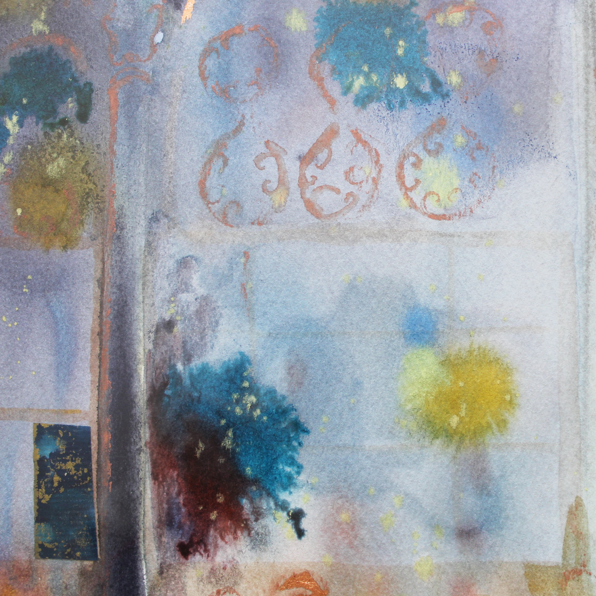 Original Watercolor : Diptych Mystical Arches 36X60