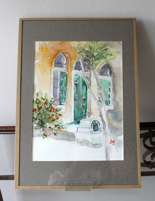 Original watercolor Ex-voto in Lebanon 22X30