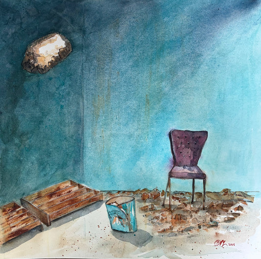 Original Watercolor The Chair 40 X 40 cm