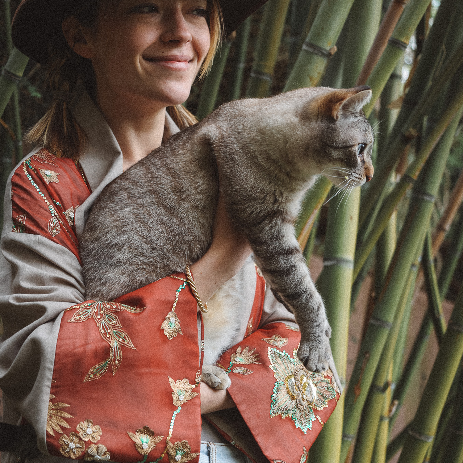 Unique Silk and Cotton Kimono with Vintage Indian Textile