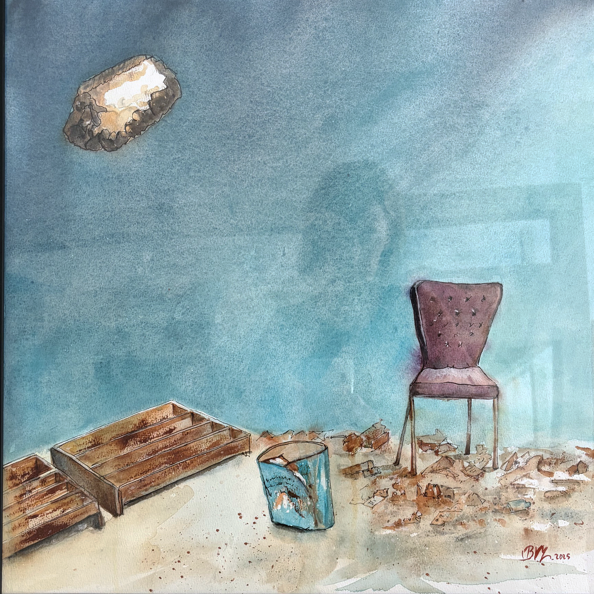 Original Watercolor The Chair 40 X 40 cm