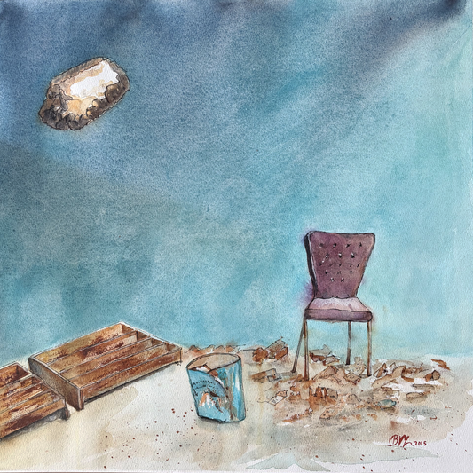 Original Watercolor The Chair 40 X 40 cm