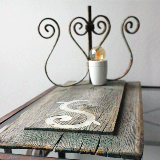 Artisanal Door Panel Table Lamp with mother of pearl