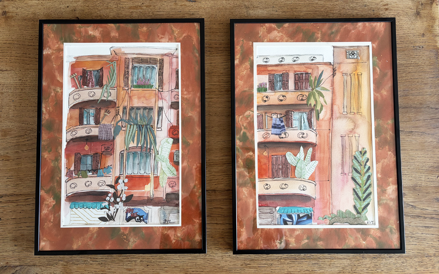 Original Watercolor and Collage La Vie en Rose