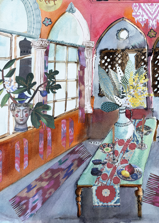 Original Watercolor and Collage The Nine Arches 80 X 60