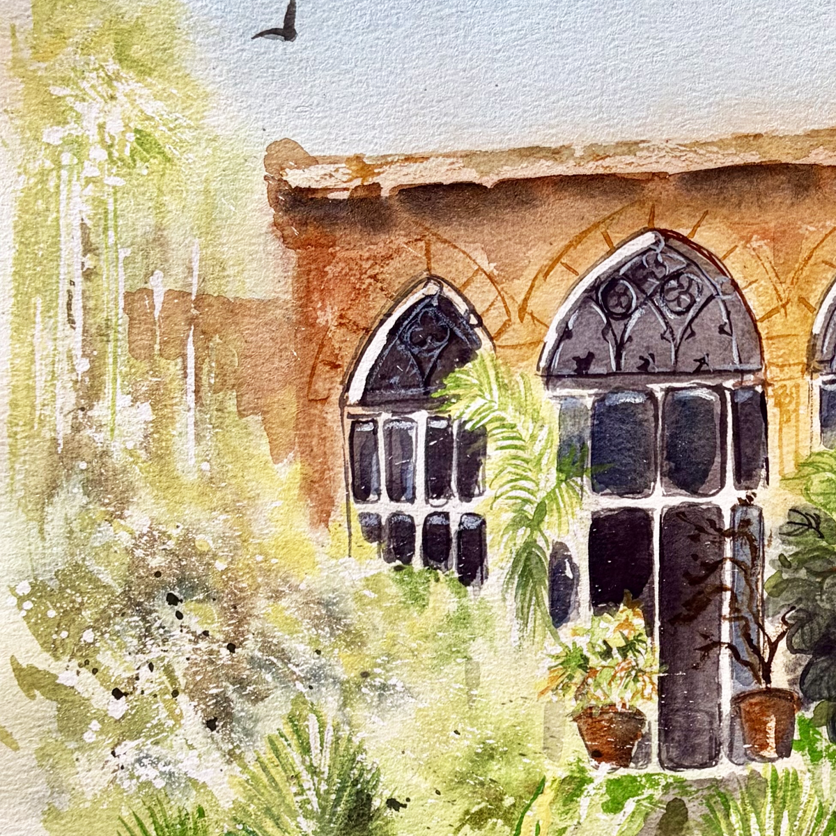 Original Watercolor Lost in the Green