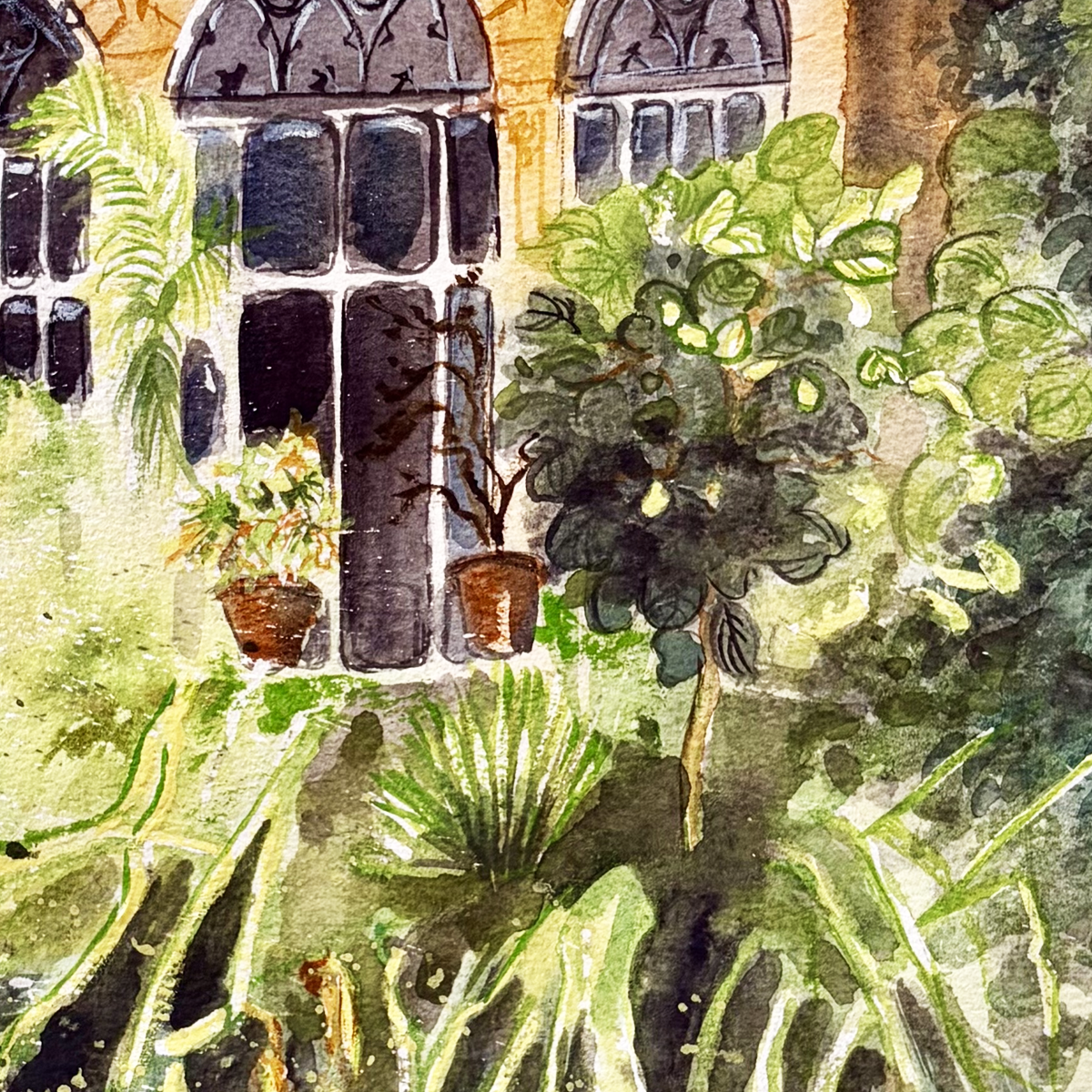 Original Watercolor Lost in the Green