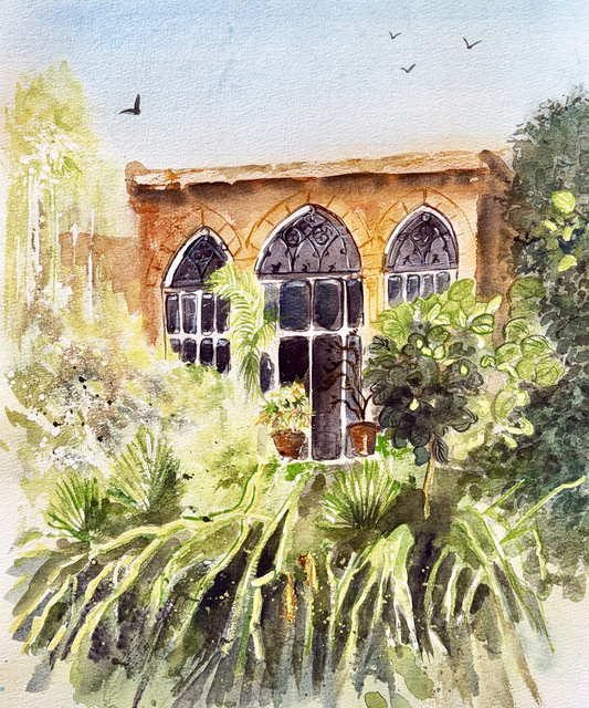 Original Watercolor Lost in the Green
