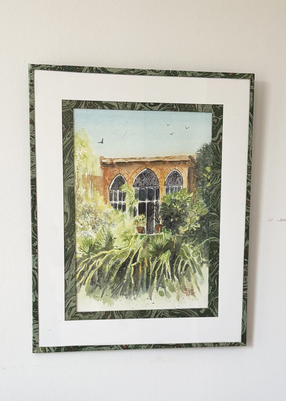 Original Watercolor Lost in the Green 28 X 39