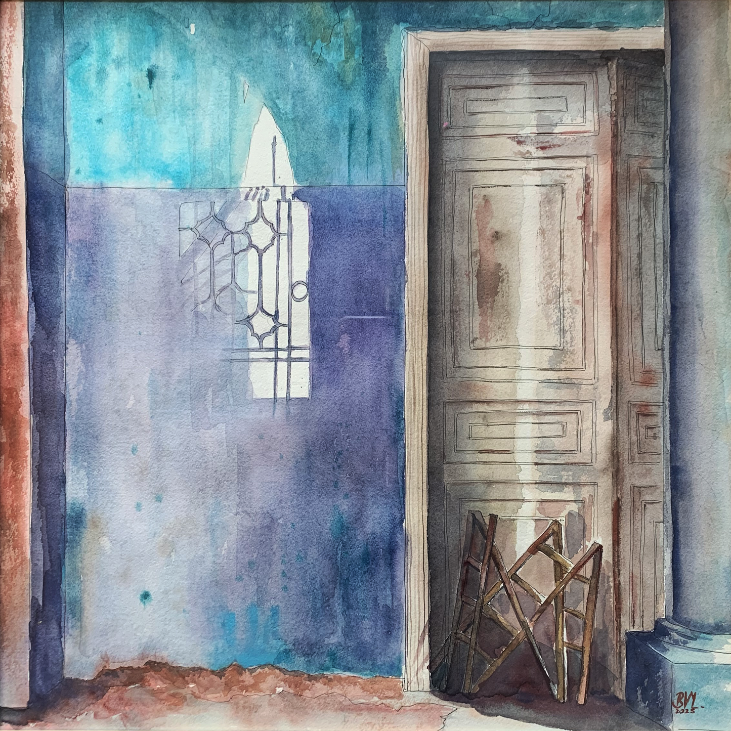 Original Watercolor Relection 40 X 40 cm