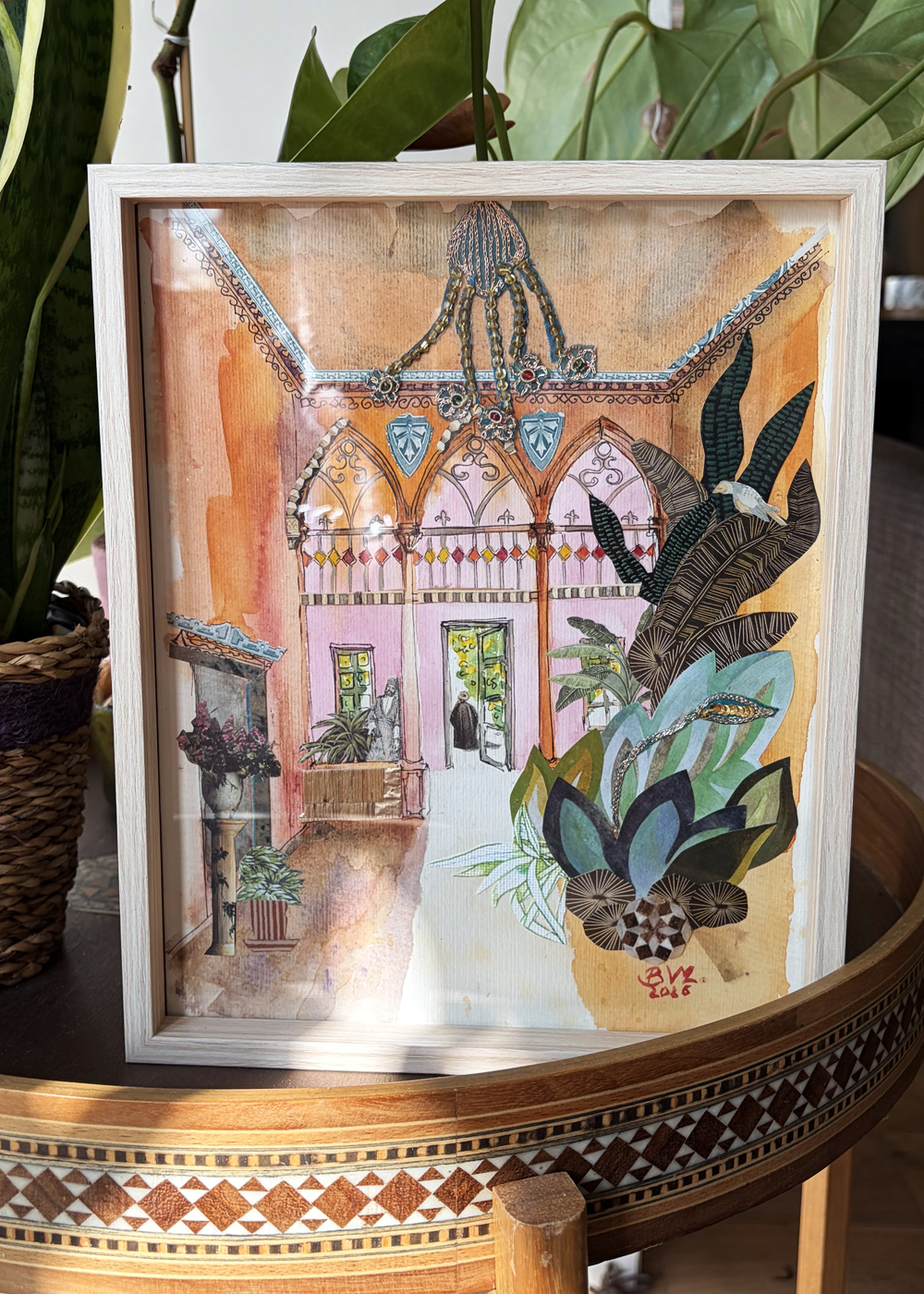 Aquarelle et Collage Original 21X26 Rêverie