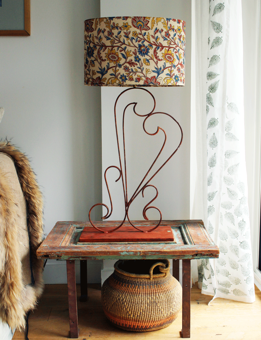 Vintage Beirut Gate Lamp: Swan-Inspired Design with Red Patina