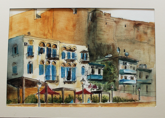 Original Watercolor : Un Jour, à Tripoli 30X43