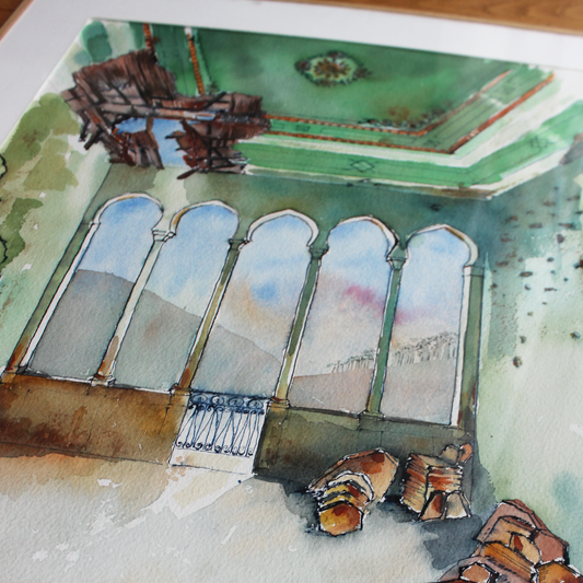 Original Watercolor The Five Arches 34X45