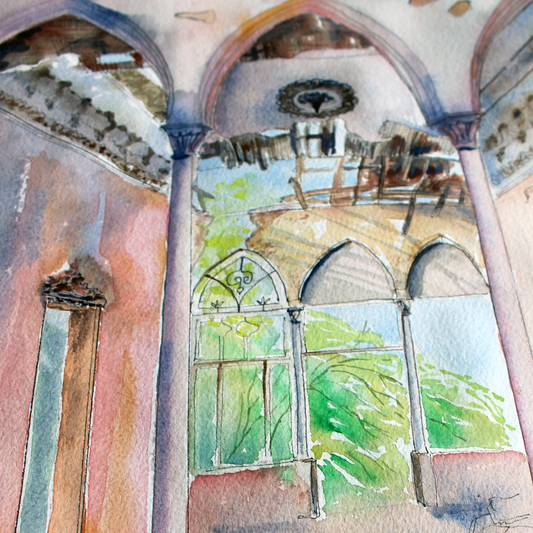 Original Watercolor An Ode to the Rose of Damascus 33X43