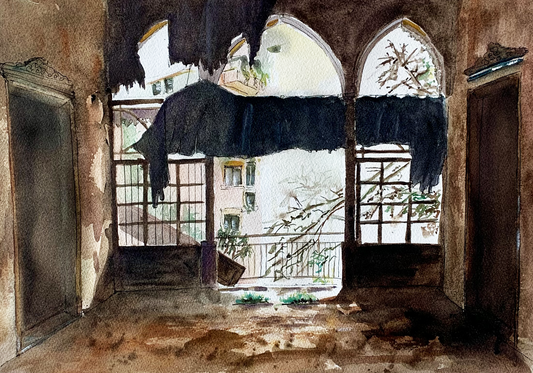 Original Watercolor Dormir sous les Etoiles 36 X 50
